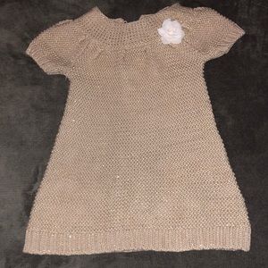 Girls Gold Glittery Sweater Dress 12 Mo